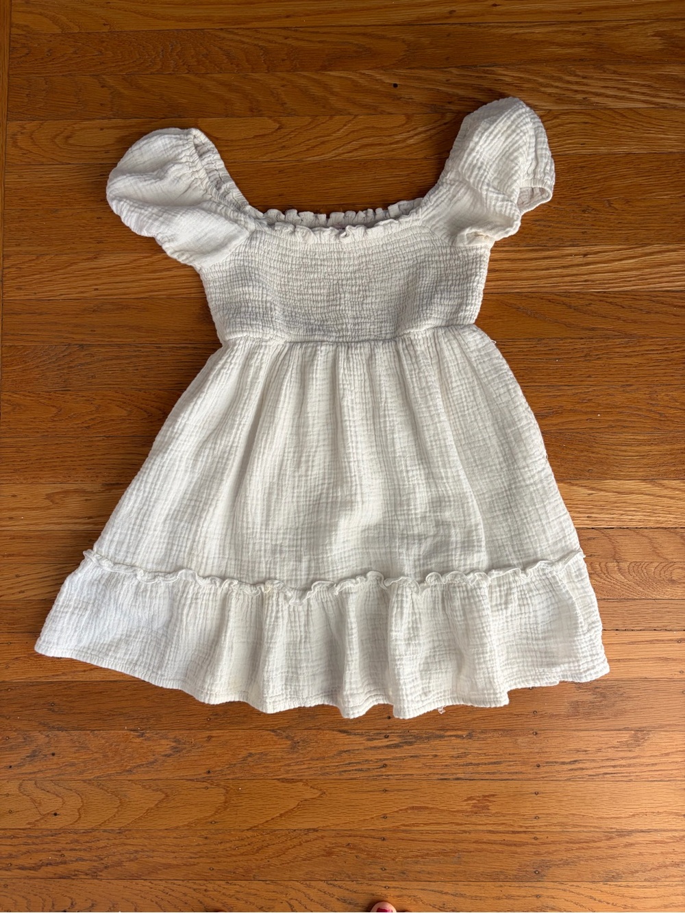 Francesca's Collections White Smocked Puff-Sleeve Sundress